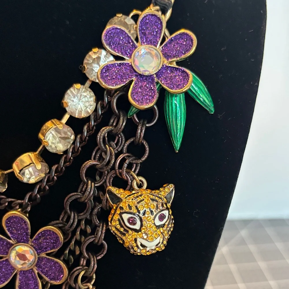 Betsey Johnson Purple Floral and Animal Charm Necklace - Picture 5 of 11